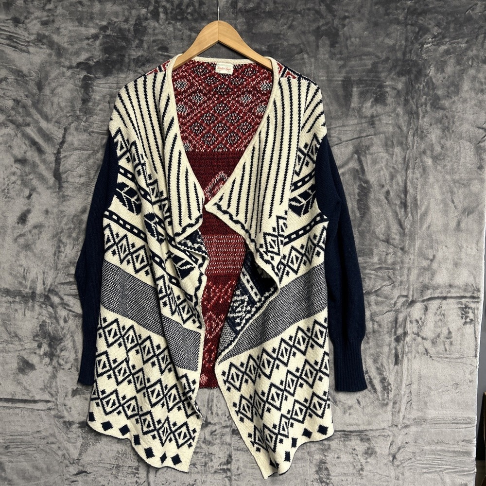 Spoiled Angel Women's‎ Medium Tribal Aztec Print Open Front Cardigan Acrylic